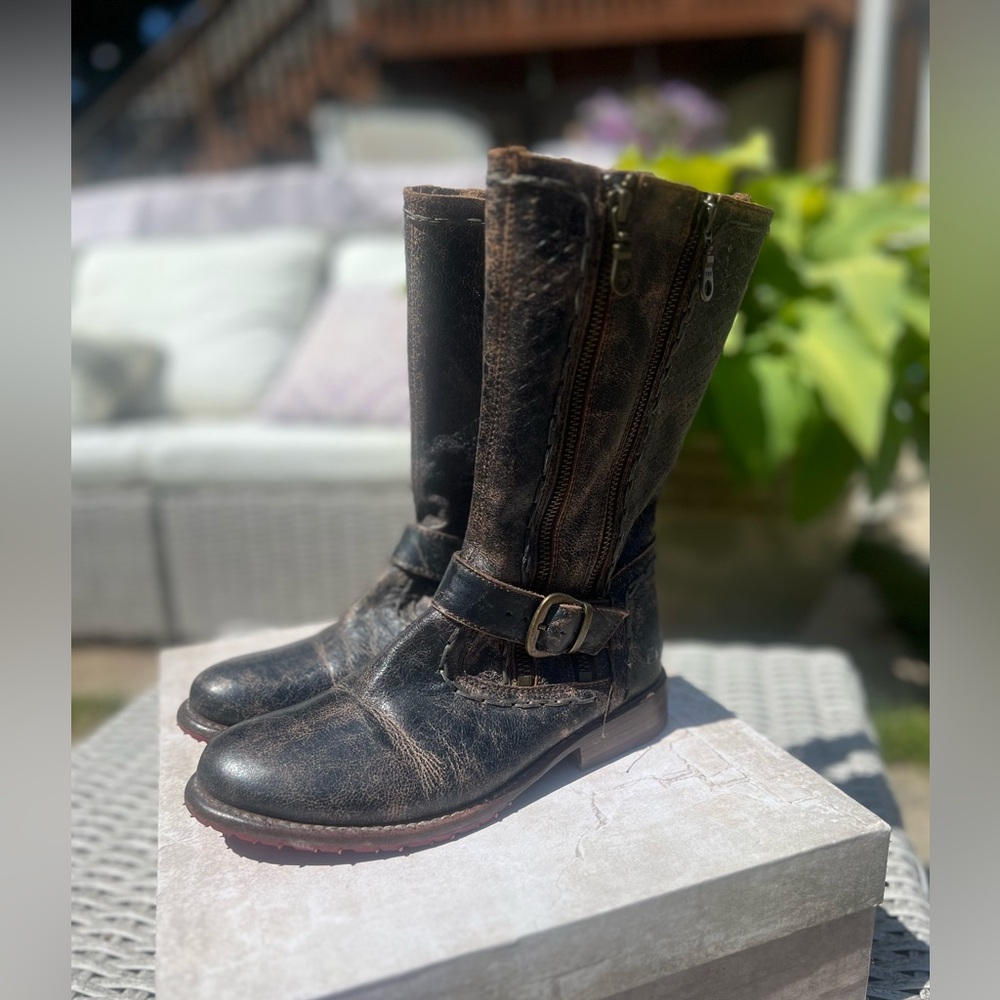 EUC with box Bed Stu Hustle Zip & Buckle Black Lux Boot 7.5